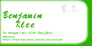 benjamin klee business card