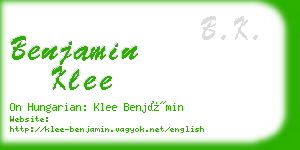 benjamin klee business card